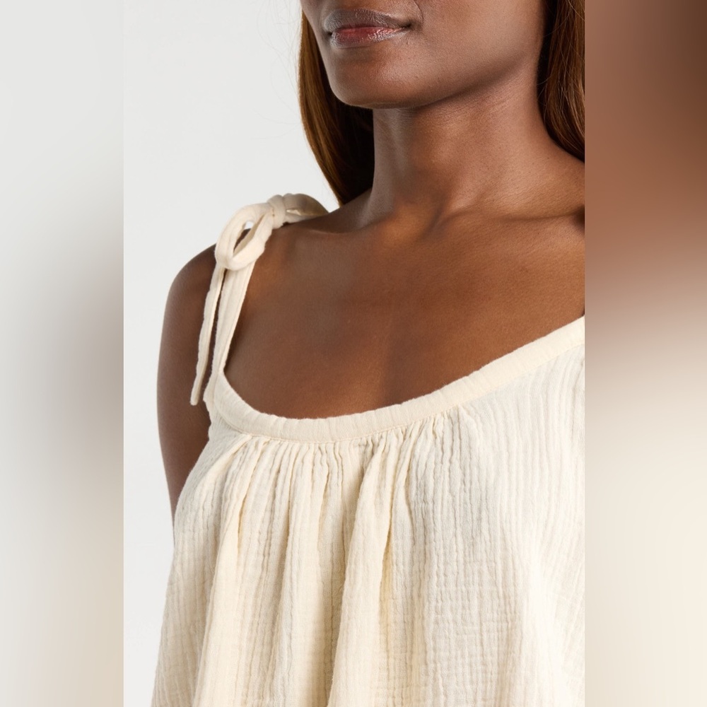 Elan Tie Strap Cotton Gauze Top - NWT - S - Natural
